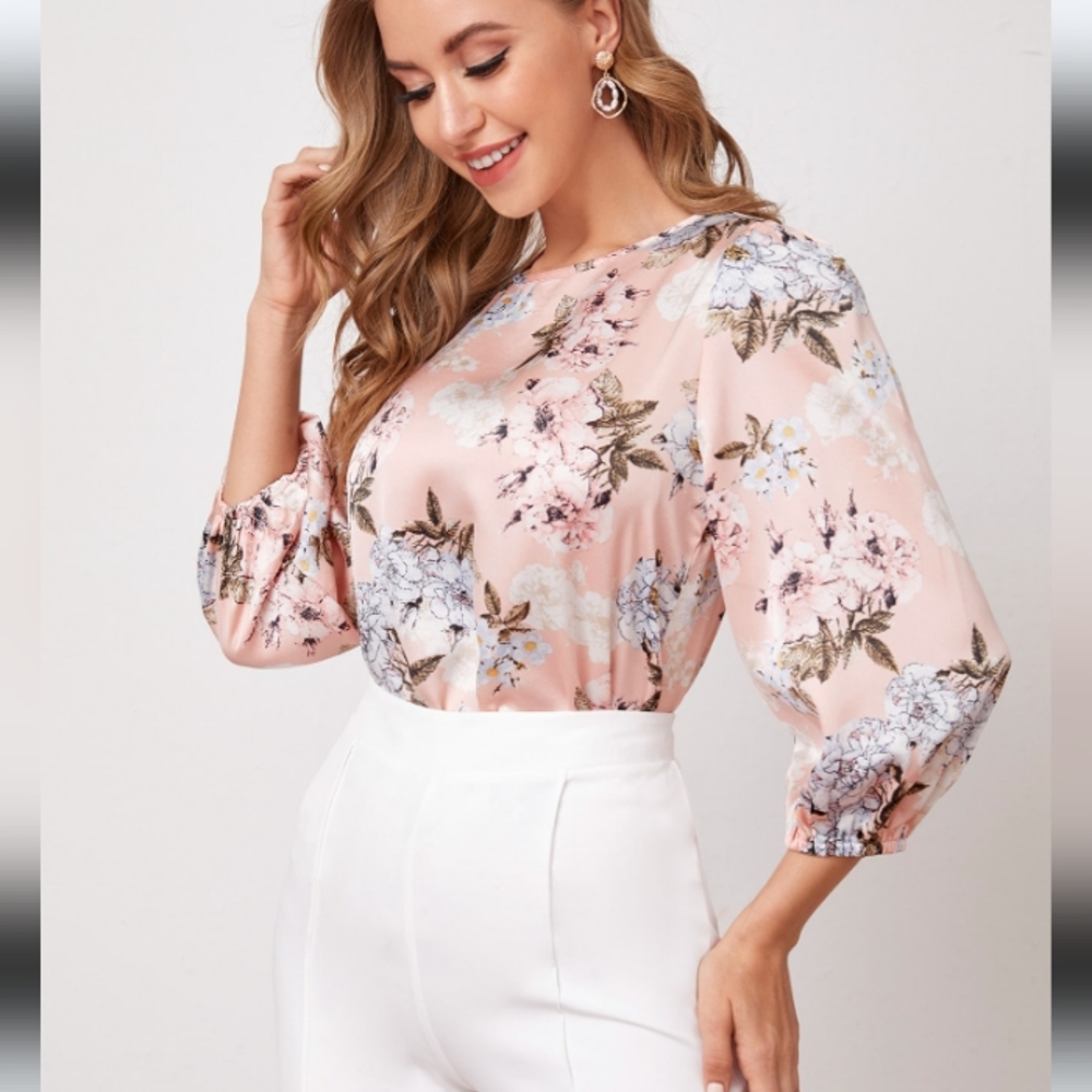 ~Final⭐~SHEIN satin floral blouse